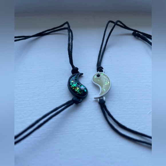 Matching Yin Yang symbol bracelet set - Picture 3 of 5